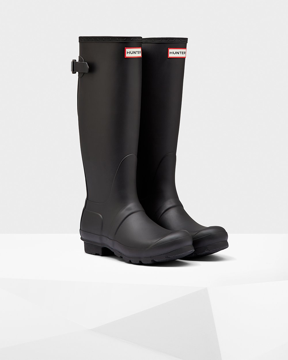 Women Hunter Original Back Adjustable | Tall Rain Boots Black | NZ-60493-STVA